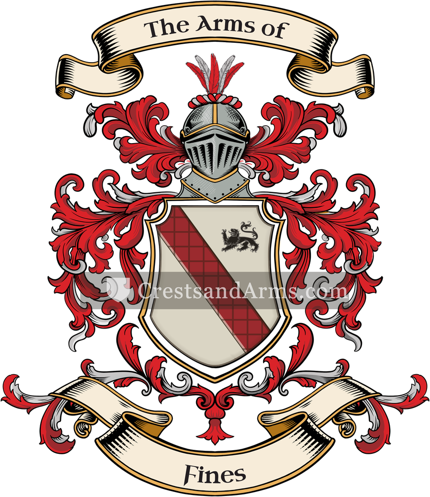 The Fines coat of arms, drawn from the recorded blazon