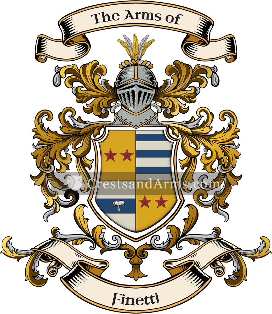 The Finetti coat of arms, drawn from the recorded blazon
