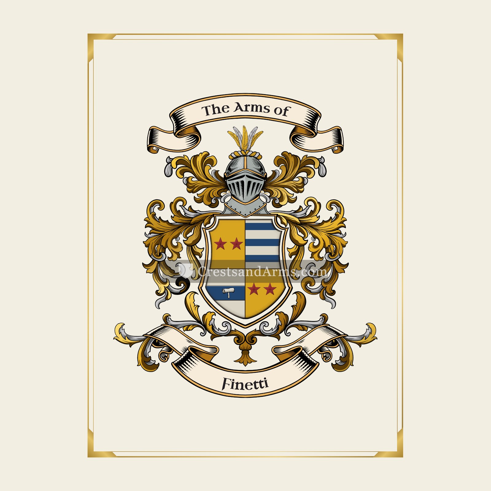 With gold border