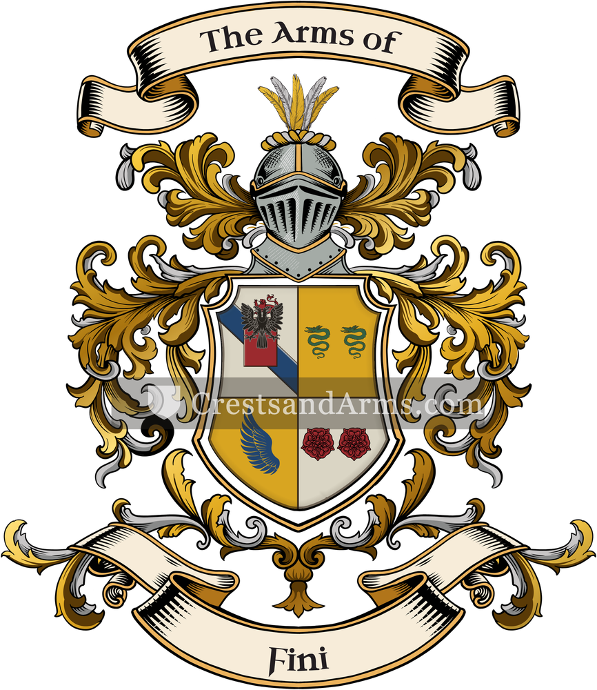 The Fini coat of arms, drawn from the recorded blazon