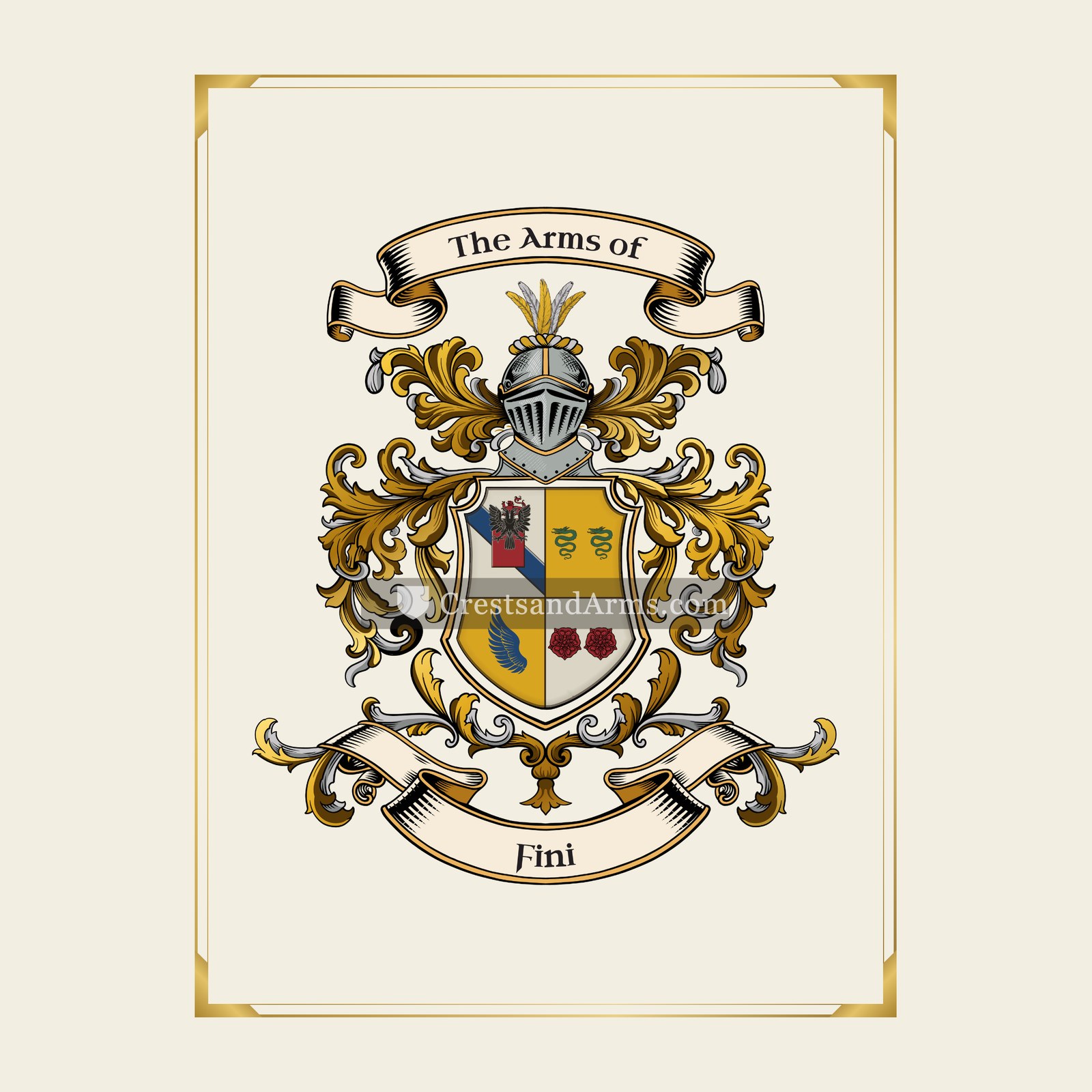 With gold border