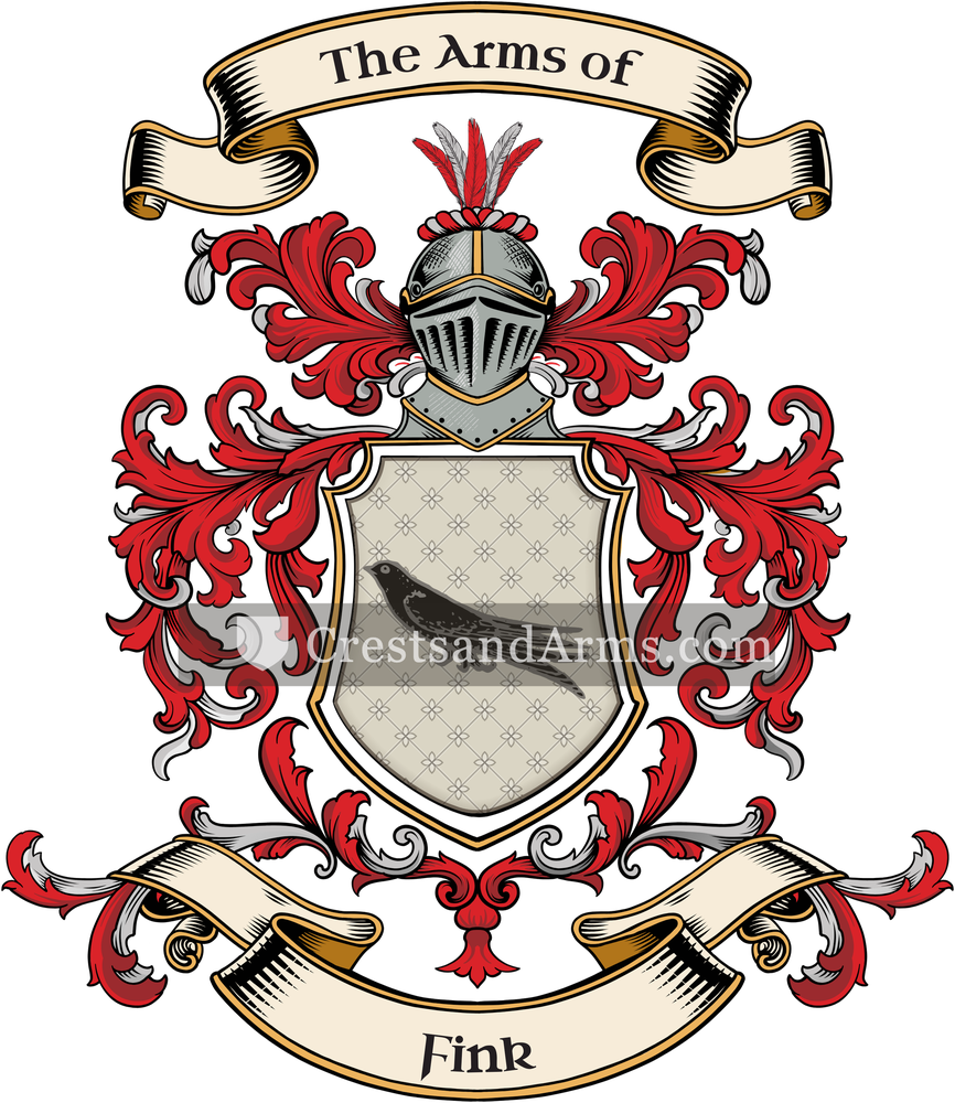 The Fink coat of arms, drawn from the recorded blazon
