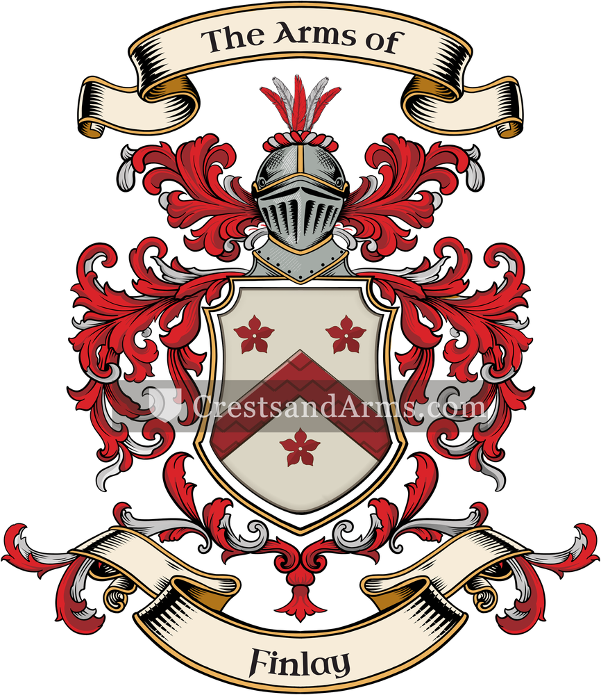The Finlay coat of arms, drawn from the recorded blazon