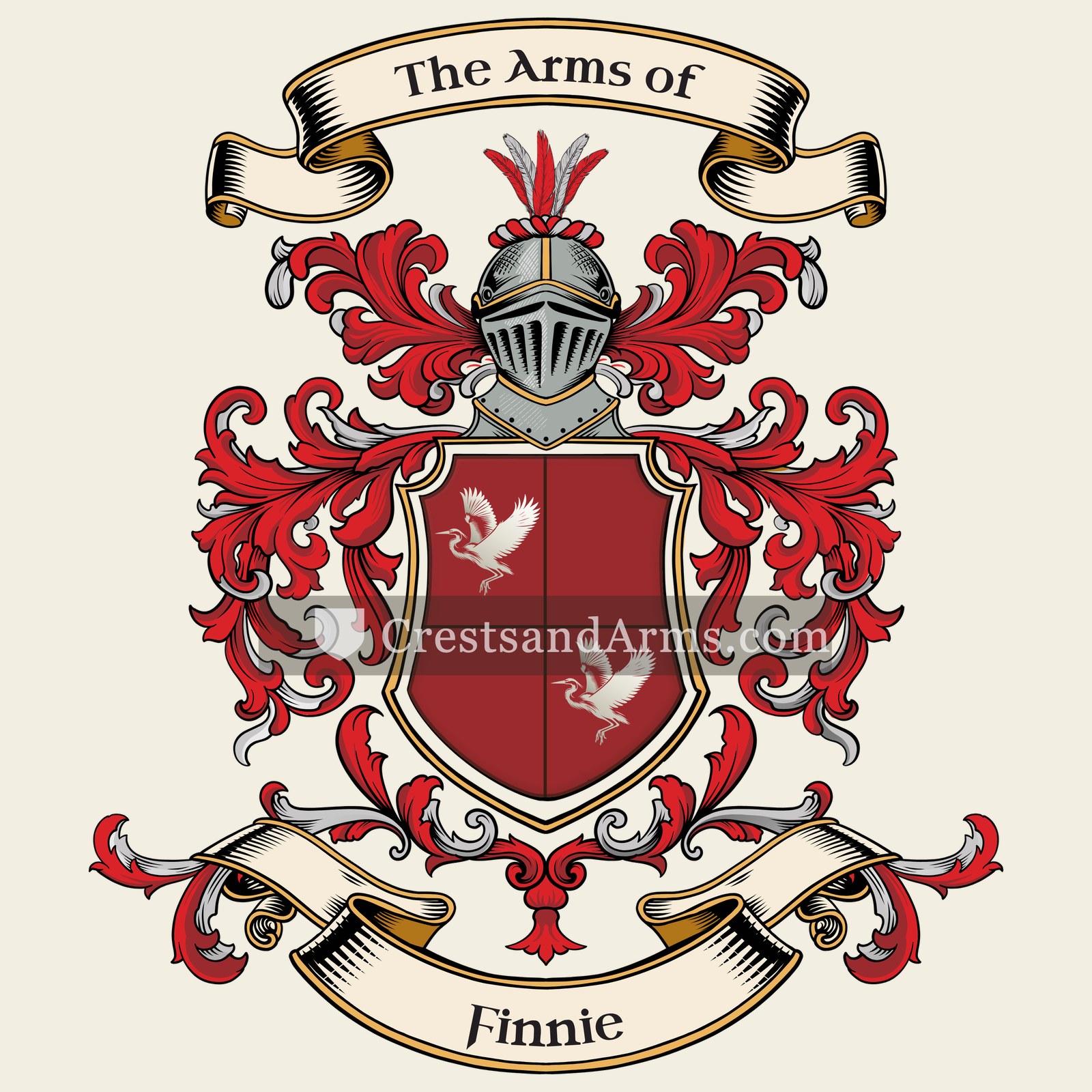 The Finnie coat of arms, drawn from the recorded blazon