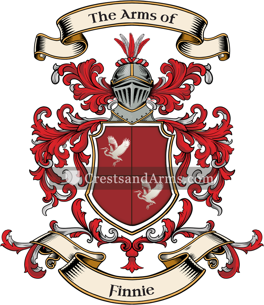 The Finnie coat of arms, drawn from the recorded blazon
