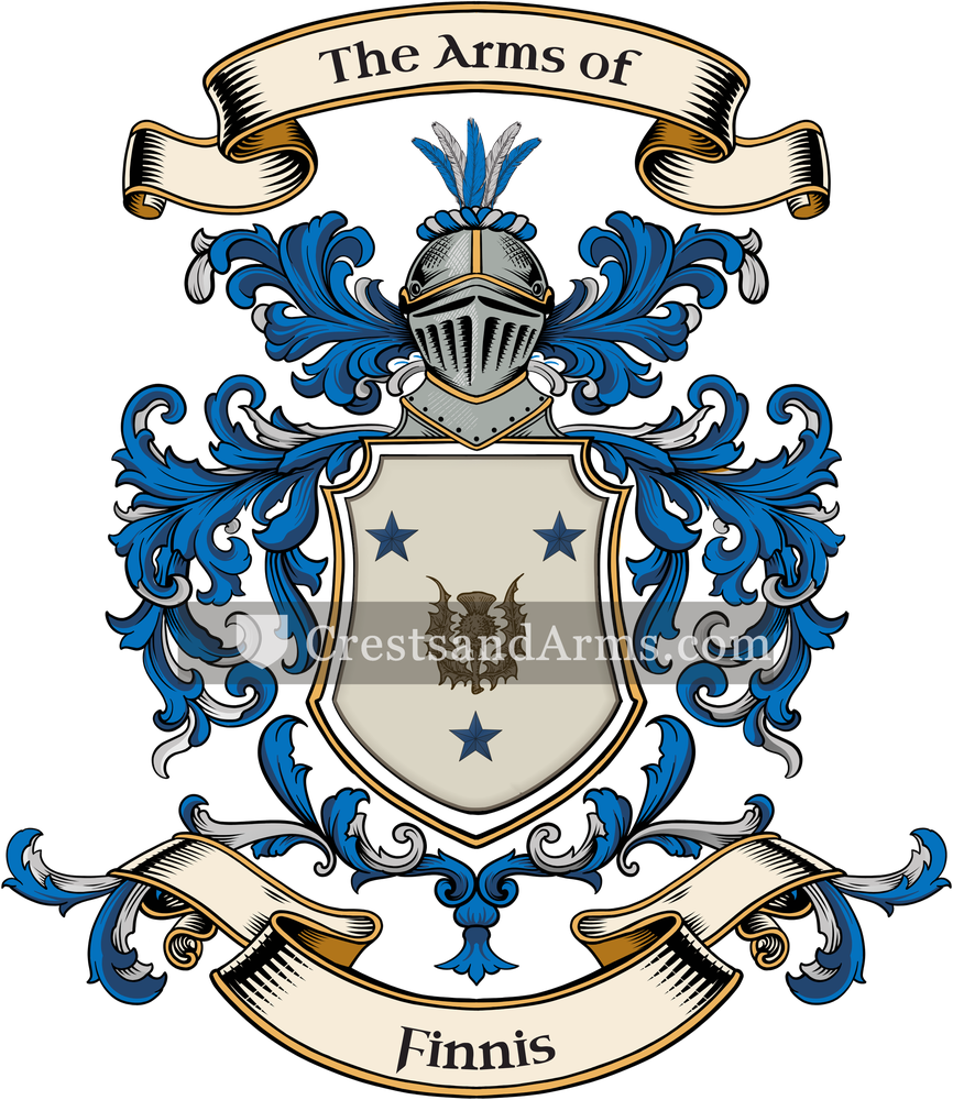 The Finnis coat of arms, drawn from the recorded blazon