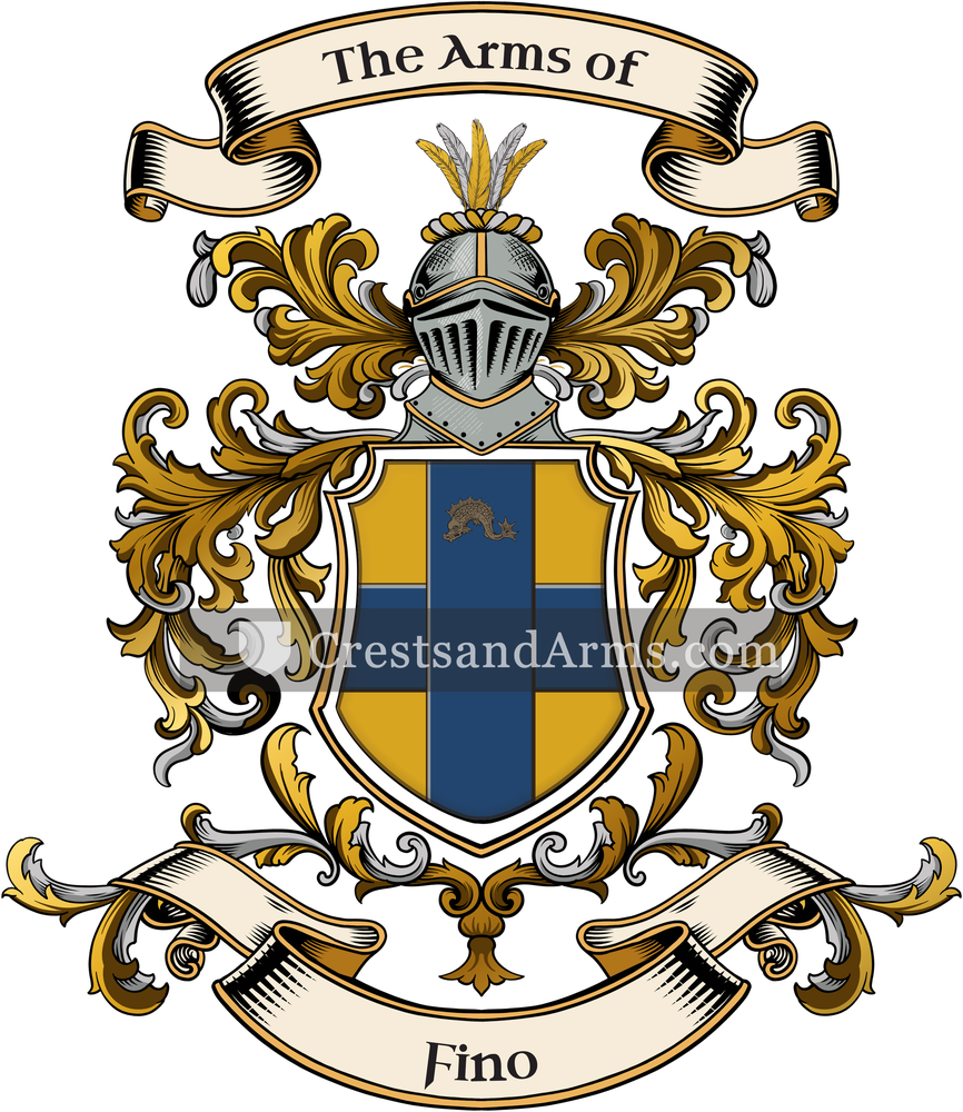 The Fino coat of arms, drawn from the recorded blazon