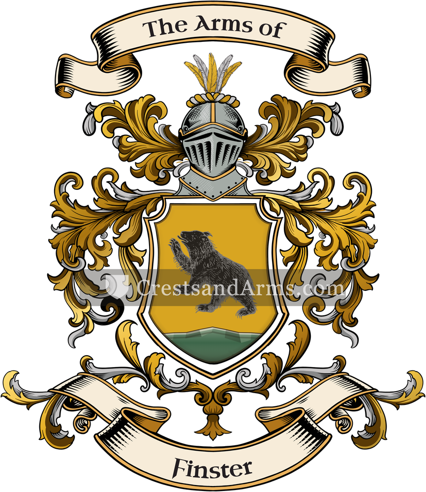 The Finster coat of arms, drawn from the recorded blazon