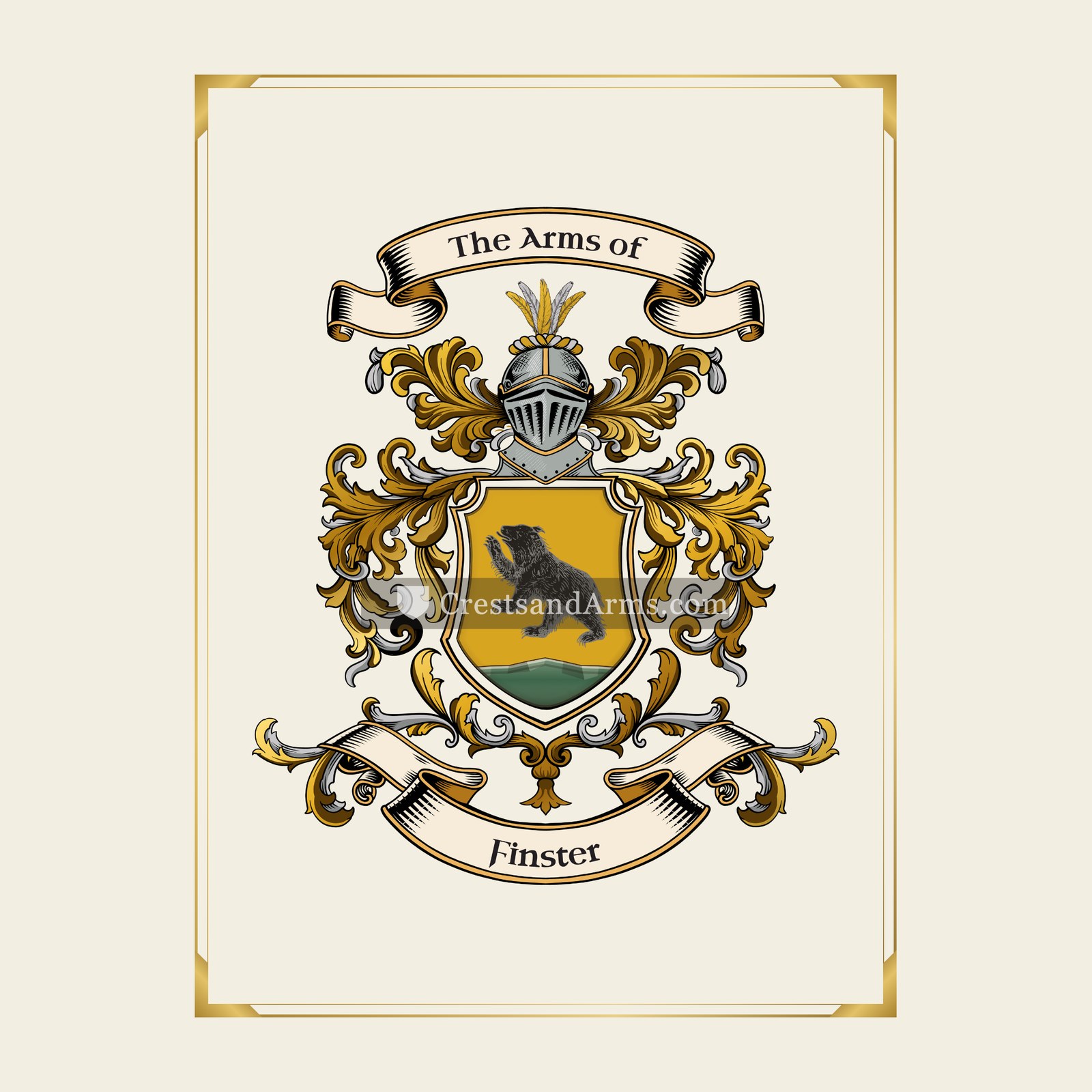 With gold border