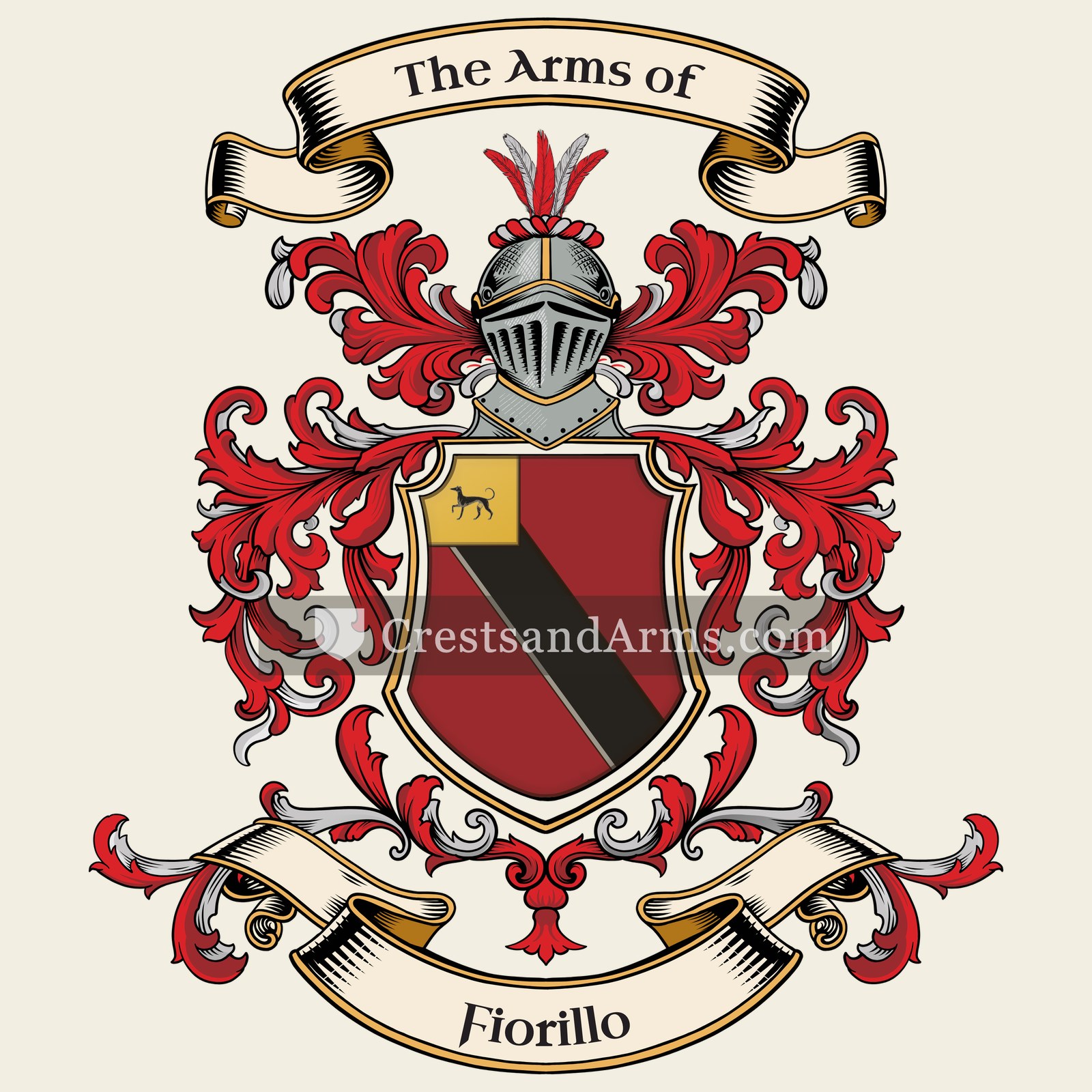 The Fiorillo coat of arms, drawn from the recorded blazon