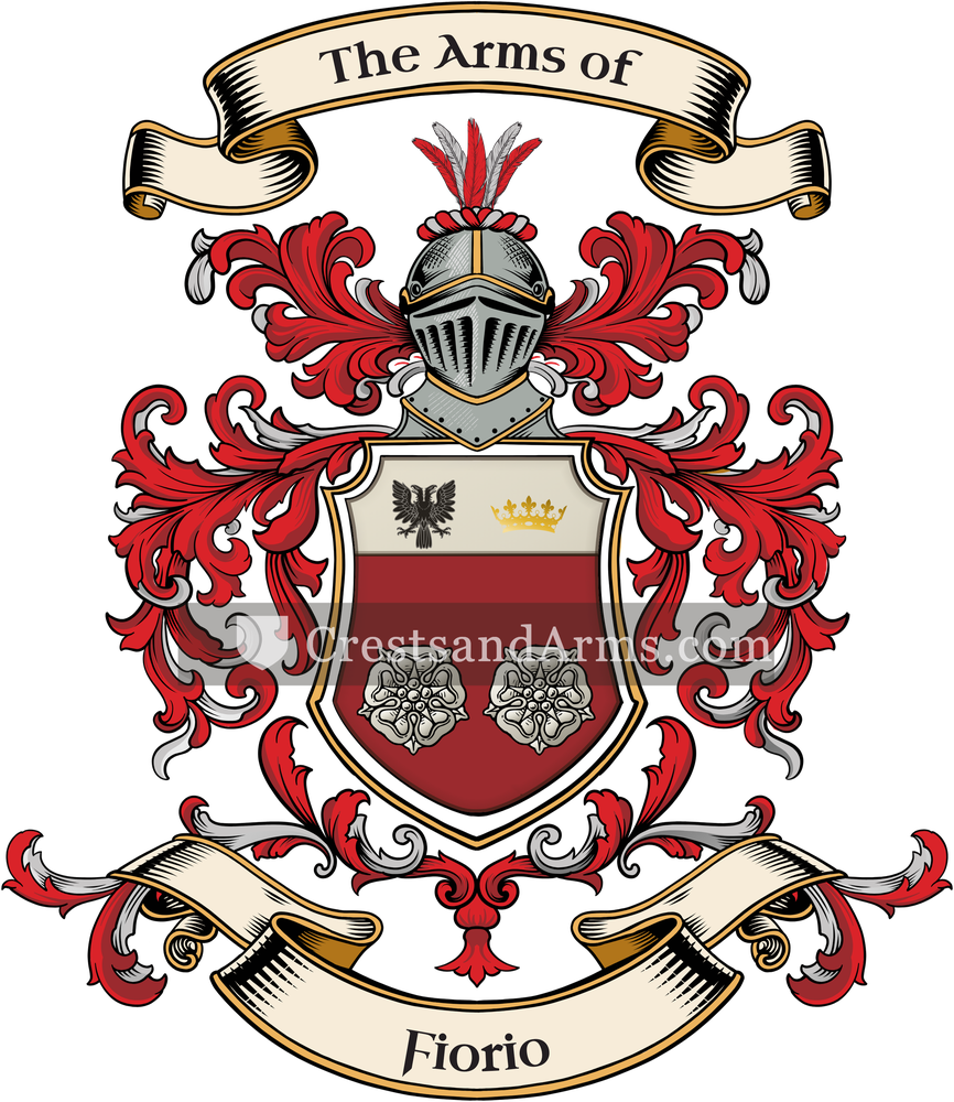 The Fiorio coat of arms, drawn from the recorded blazon
