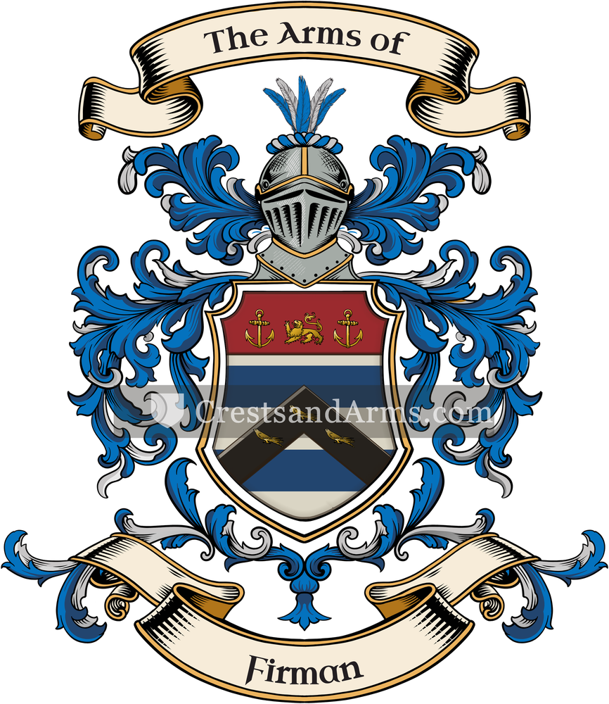 The Firman coat of arms, drawn from the recorded blazon