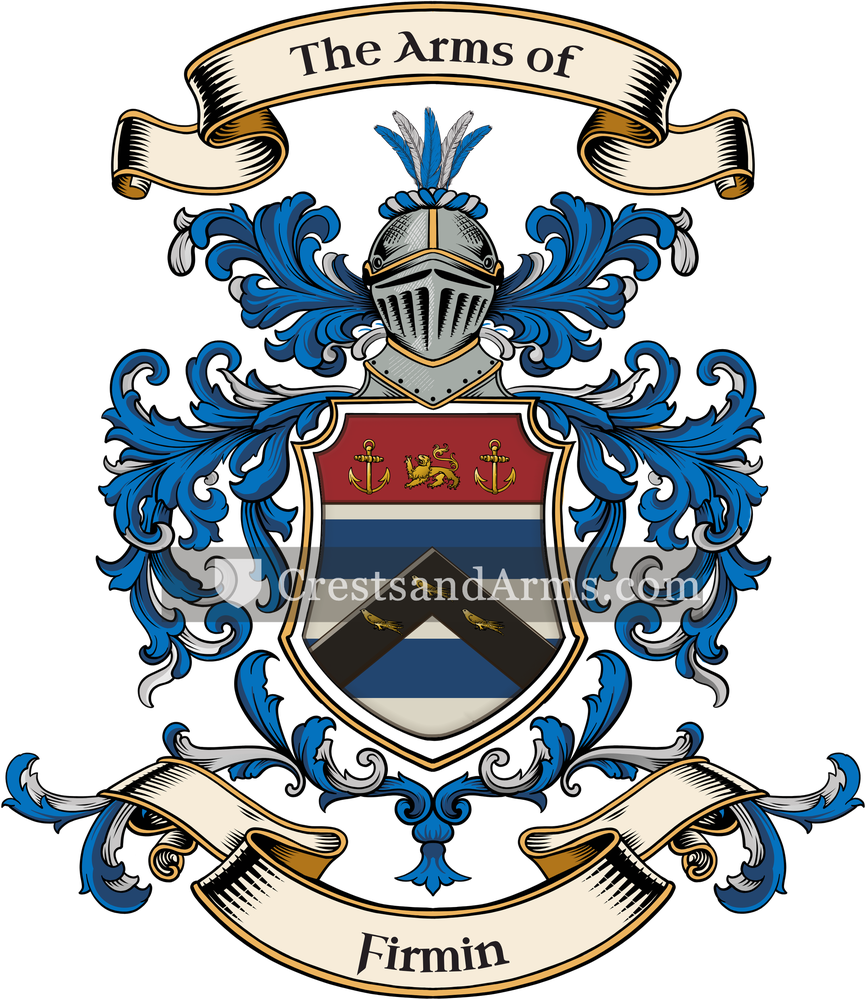 The Firmin coat of arms, drawn from the recorded blazon