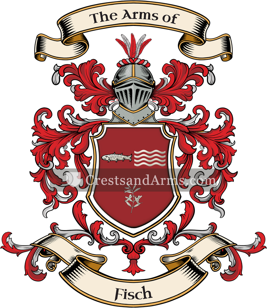 The Fisch coat of arms, drawn from the recorded blazon