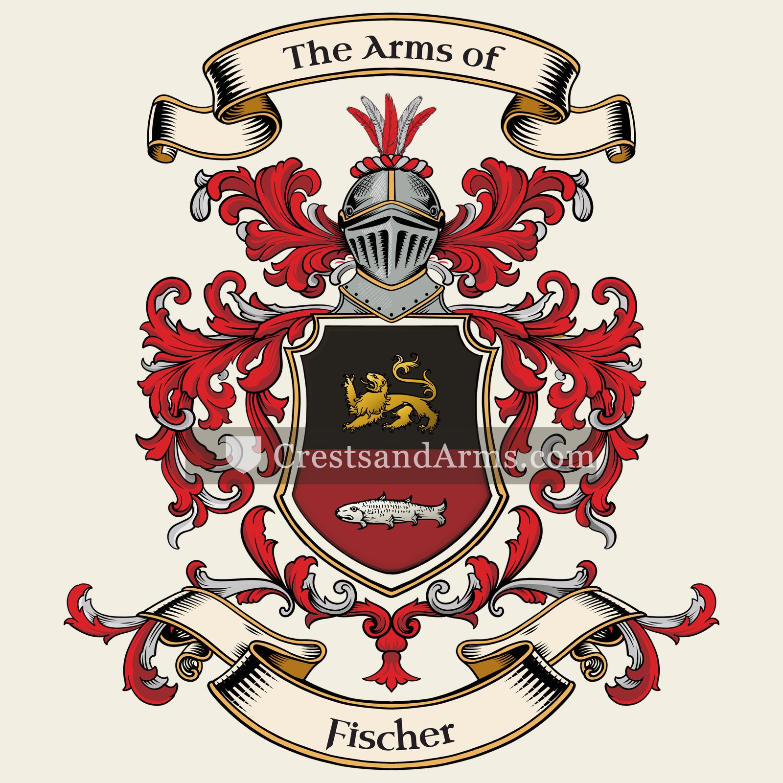 The Fischer coat of arms, drawn from the recorded blazon