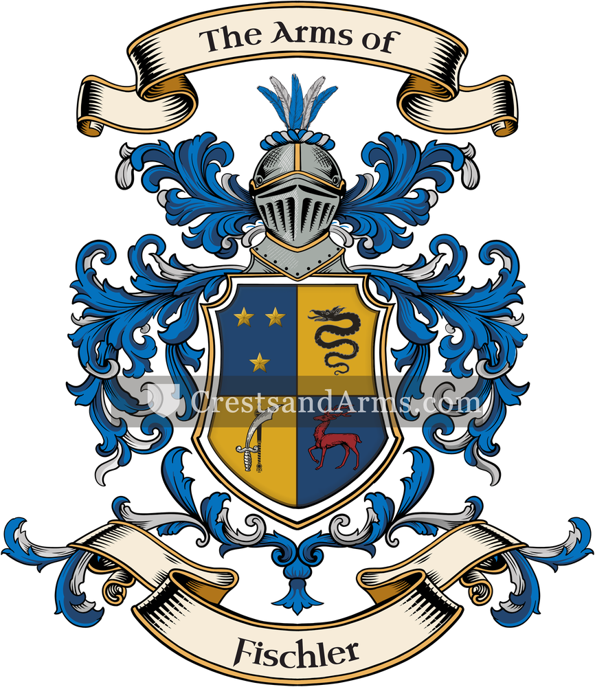 The Fischler coat of arms, drawn from the recorded blazon