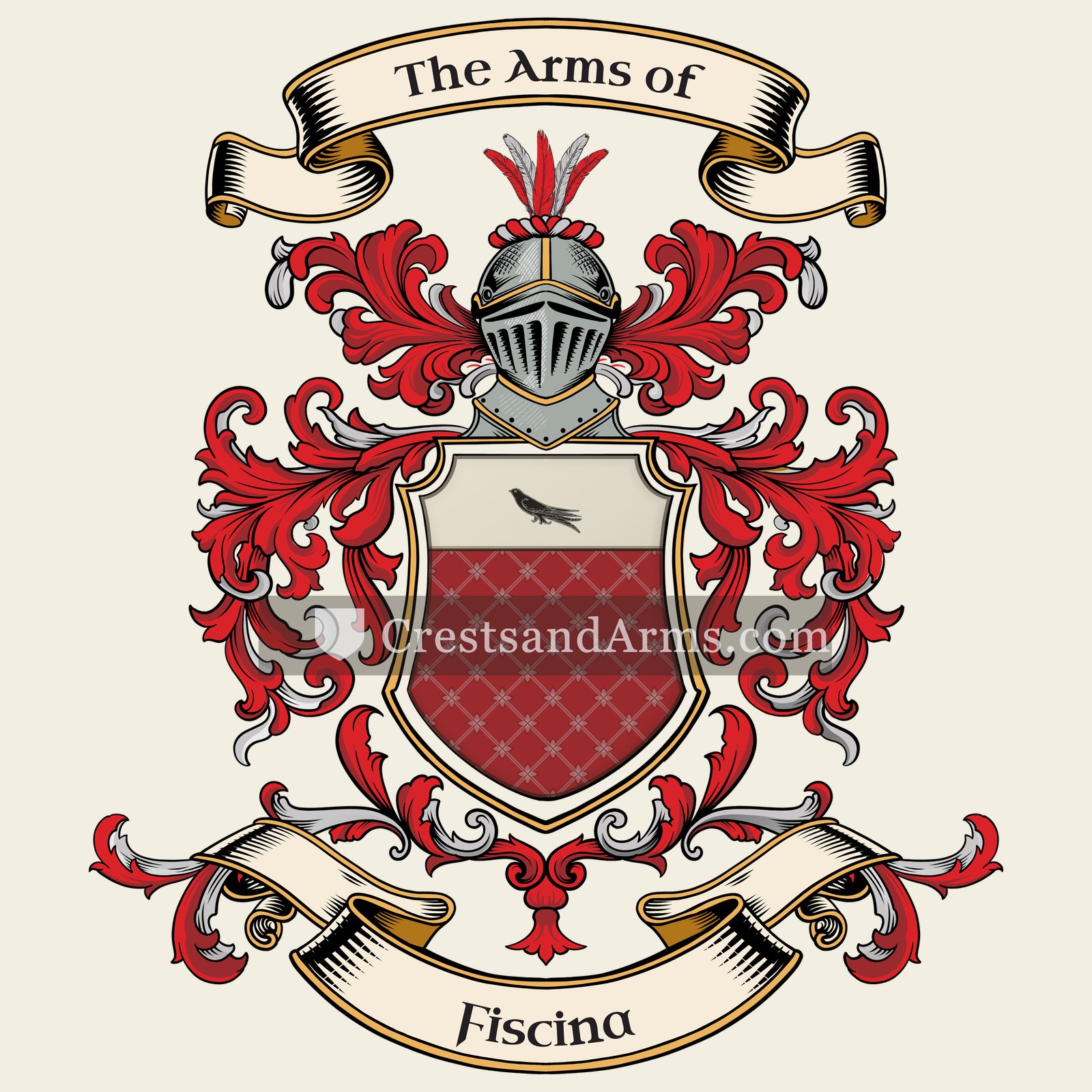 The Fiscina coat of arms, drawn from the recorded blazon