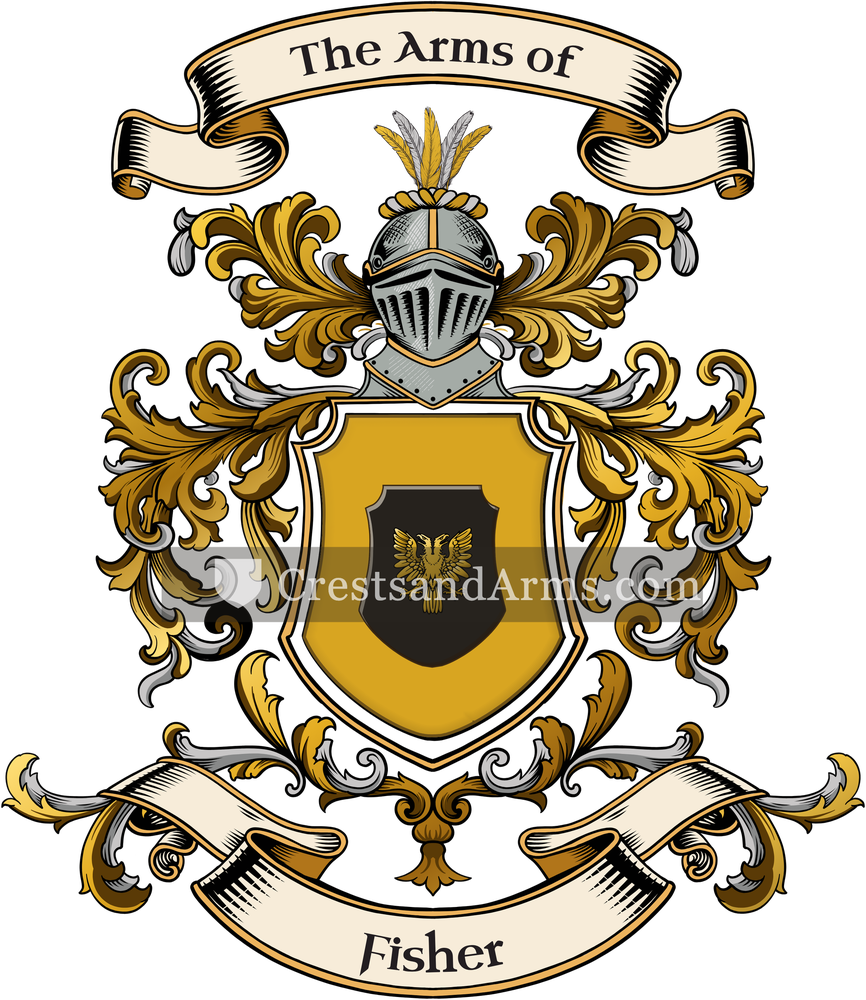 The Fisher coat of arms, drawn from the recorded blazon