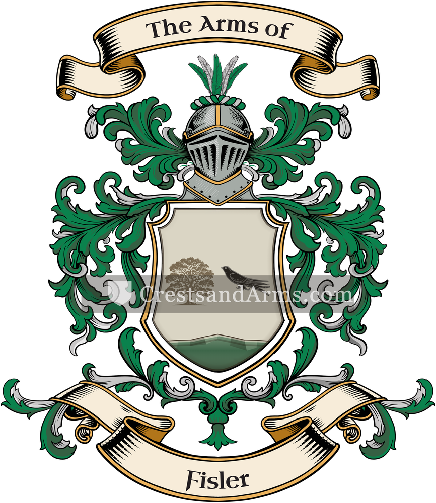 The Fisler coat of arms, drawn from the recorded blazon