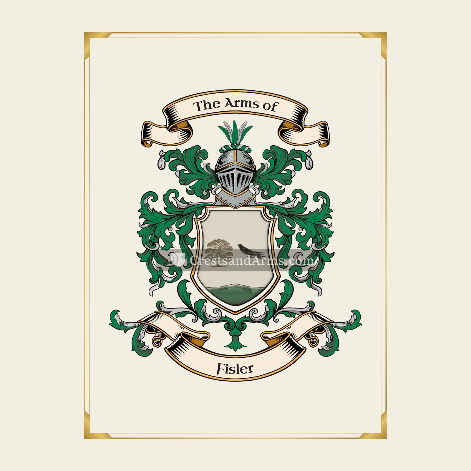 With gold border