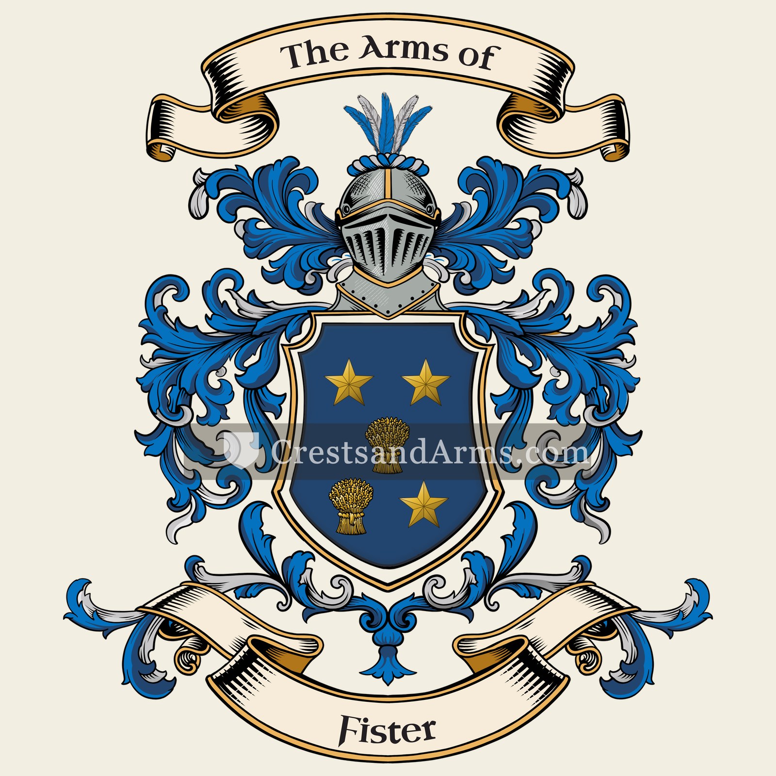 The Fister coat of arms, drawn from the recorded blazon