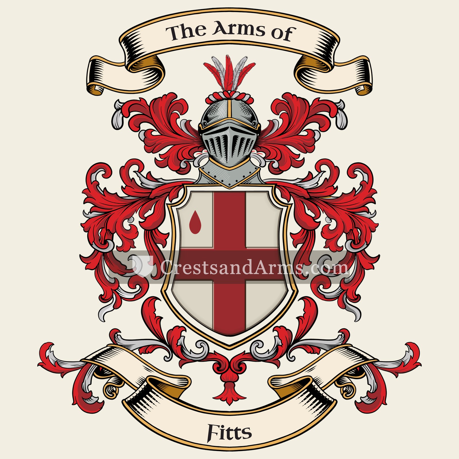 The Fitts coat of arms, drawn from the recorded blazon