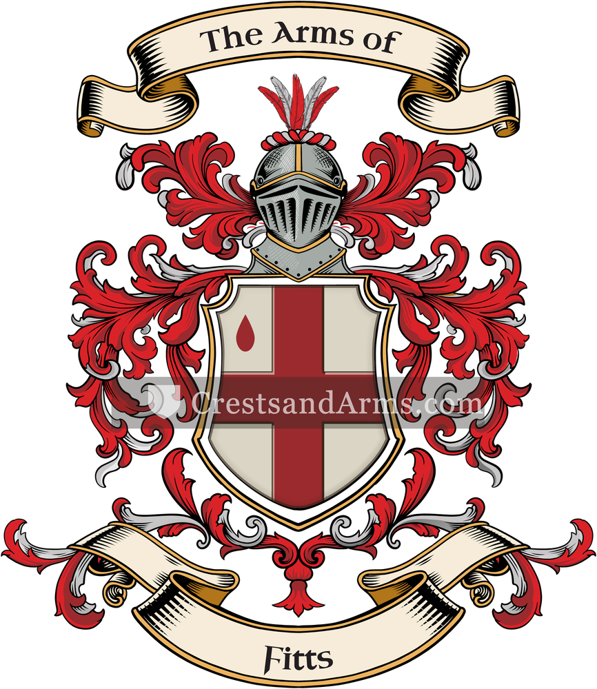 The Fitts coat of arms, drawn from the recorded blazon