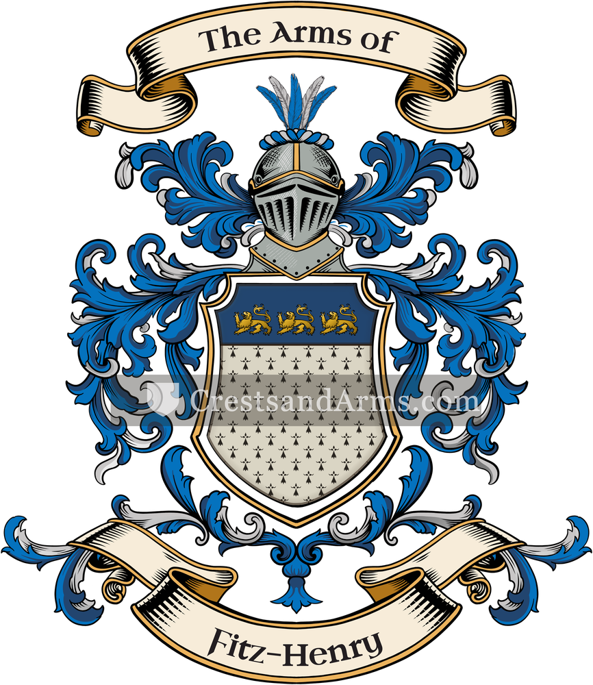 The Fitz-Henry coat of arms, drawn from the recorded blazon