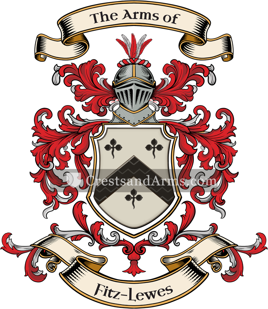 The Fitz-Lewes coat of arms, drawn from the recorded blazon