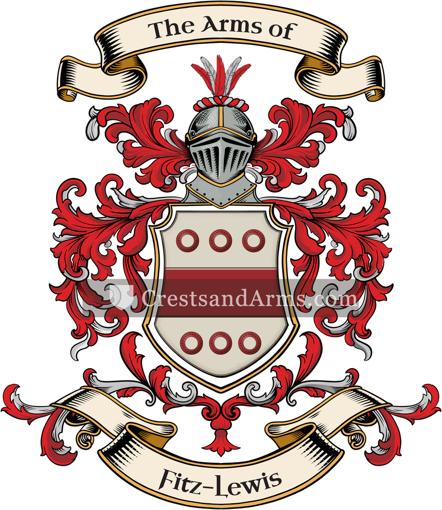 The Fitz-Lewis coat of arms, drawn from the recorded blazon