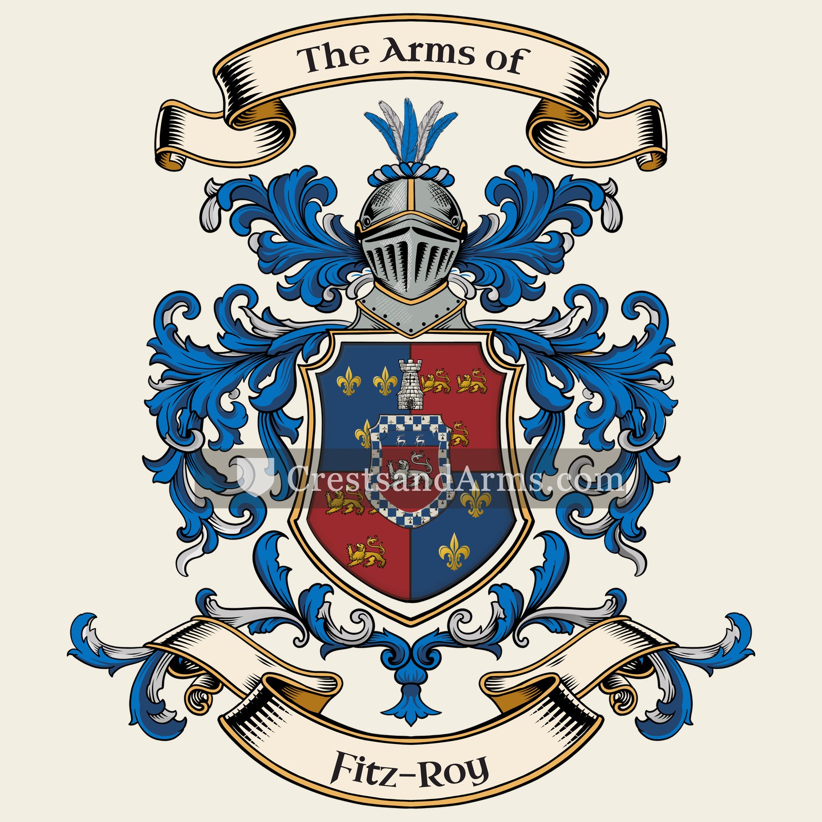 The Fitz-Roy coat of arms, drawn from the recorded blazon