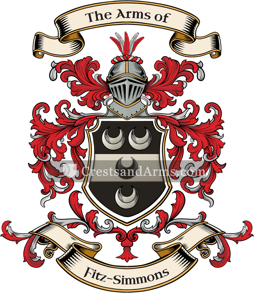 The Fitz-Simmons coat of arms, drawn from the recorded blazon