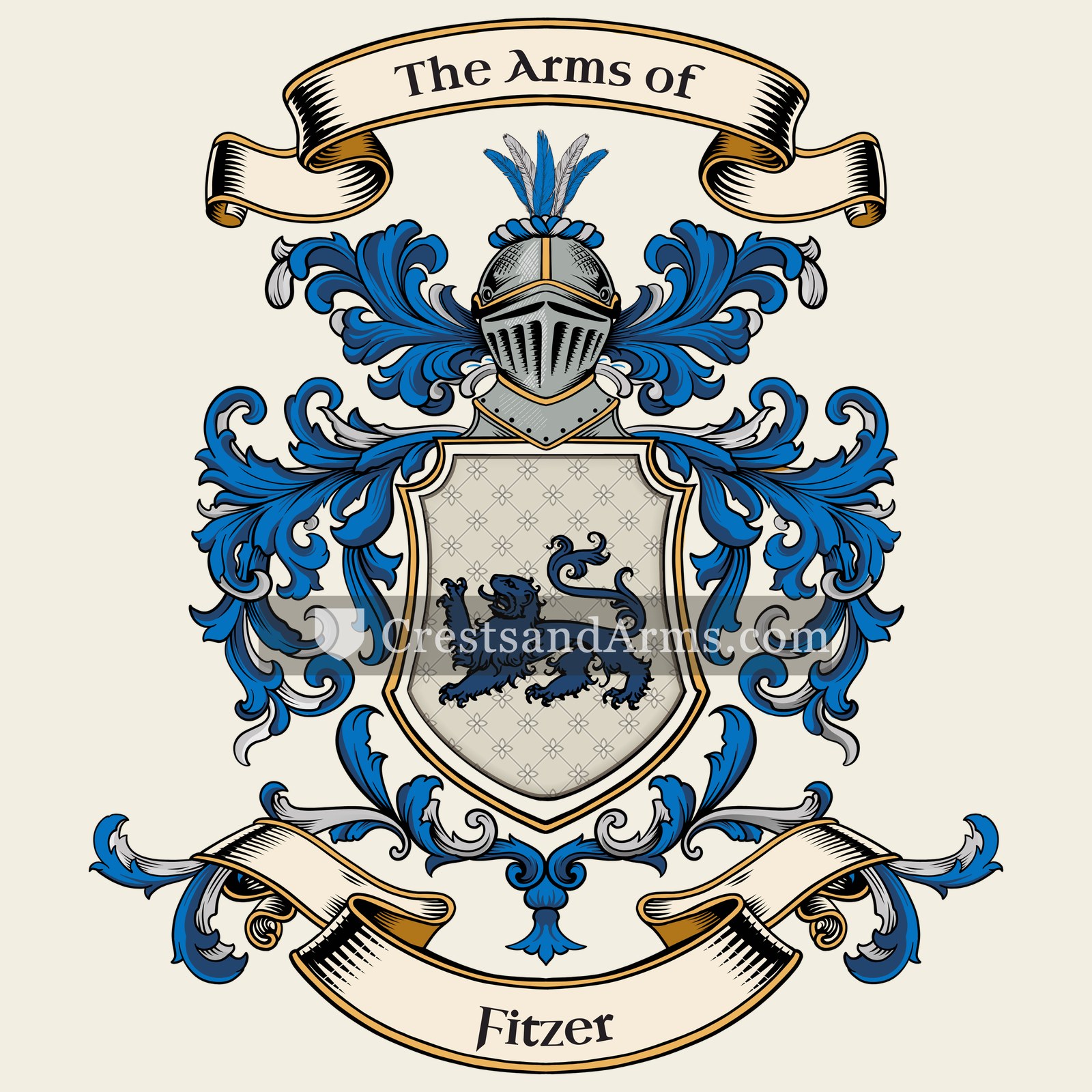 The Fitzer coat of arms, drawn from the recorded blazon