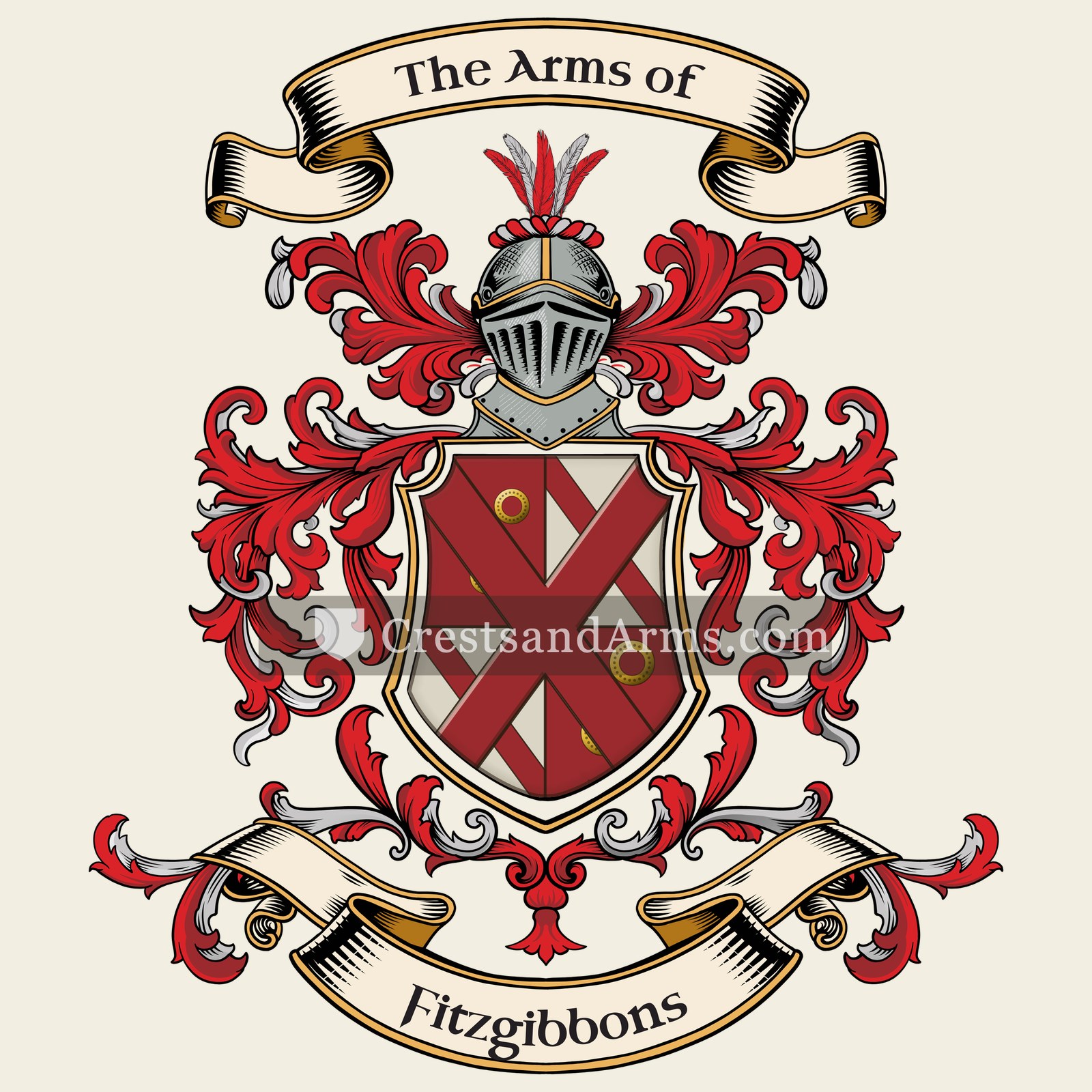 The Fitzgibbons coat of arms, drawn from the recorded blazon