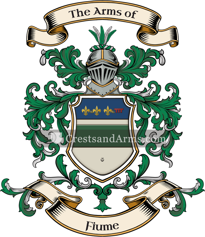 The Fiume coat of arms, drawn from the recorded blazon