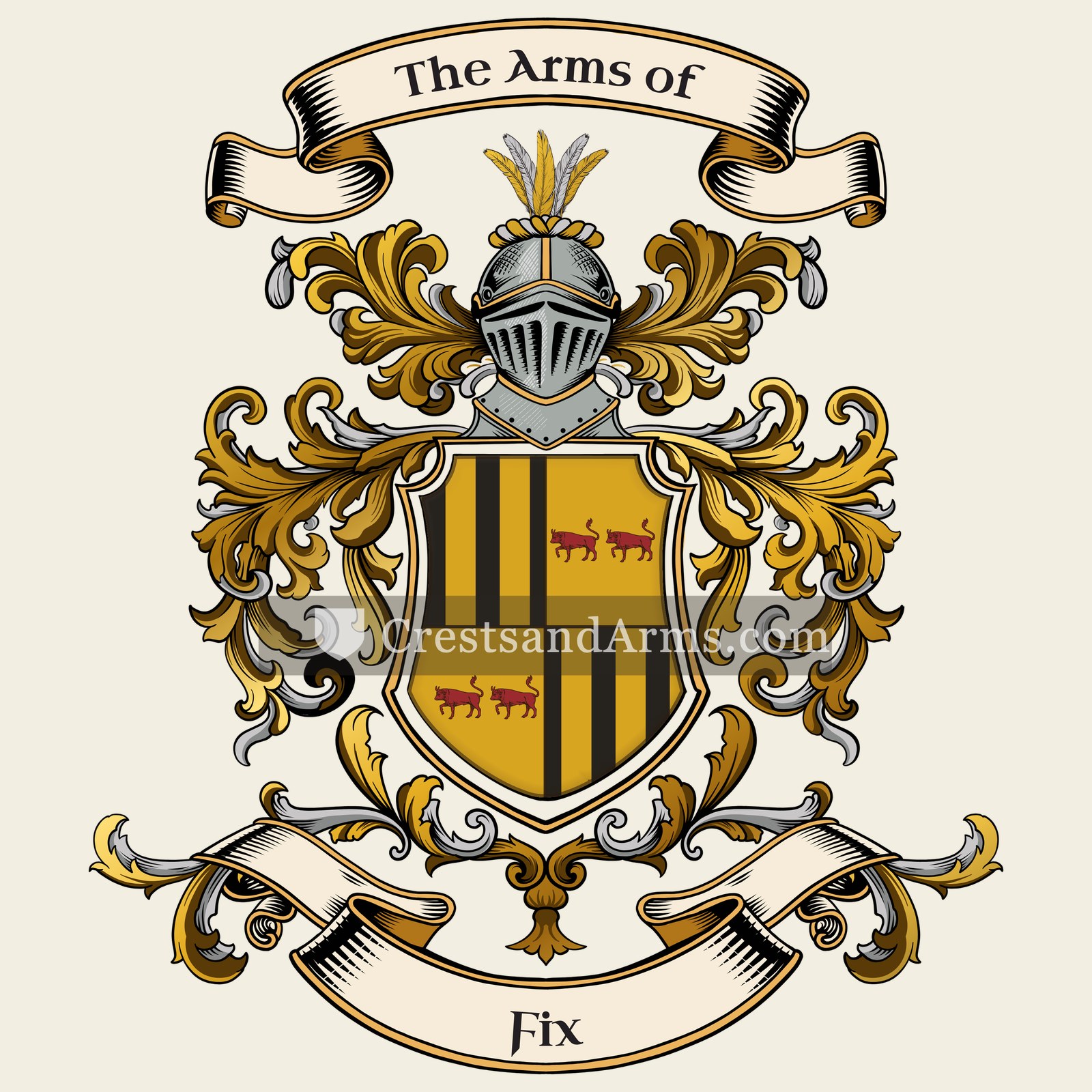 The Fix coat of arms, drawn from the recorded blazon