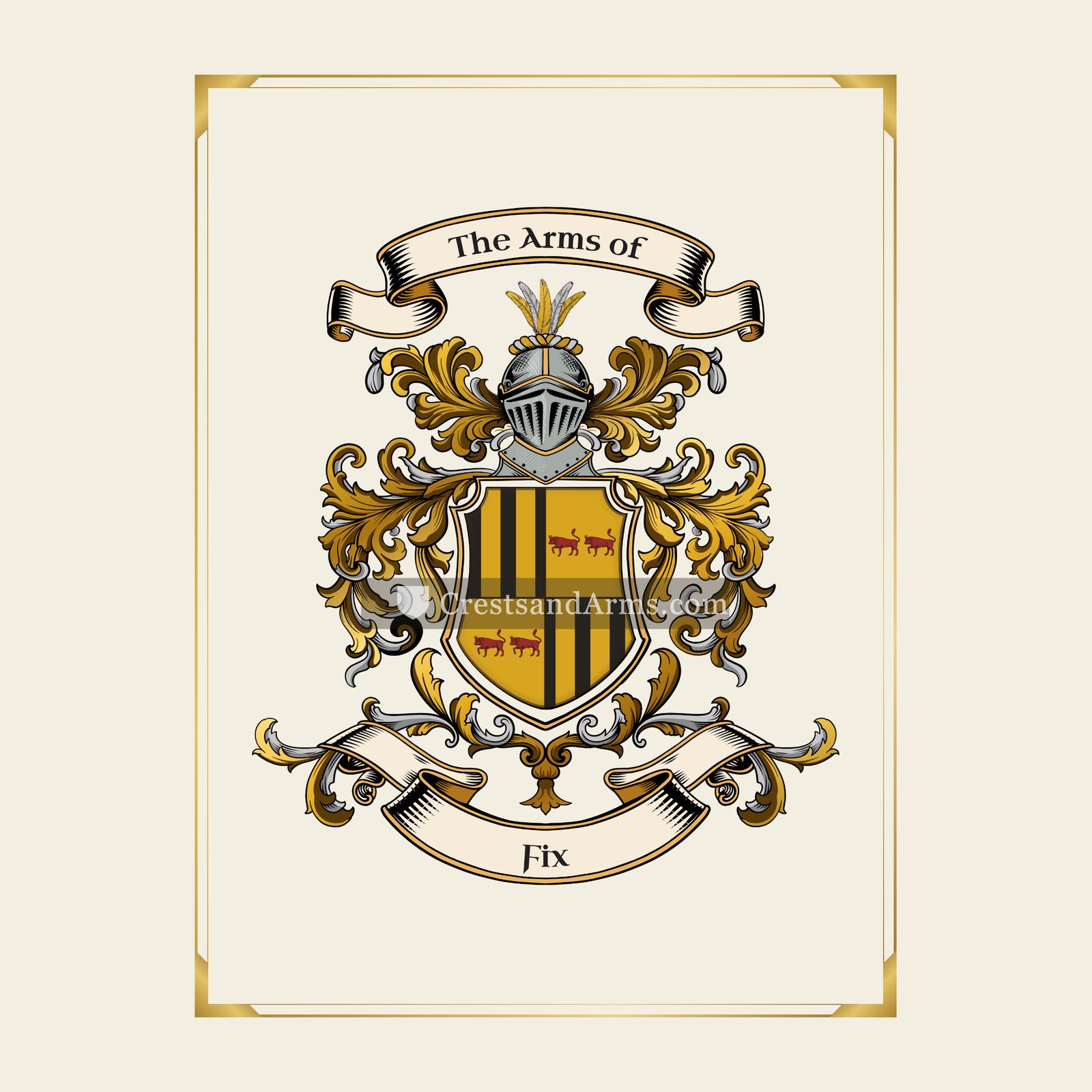 With gold border