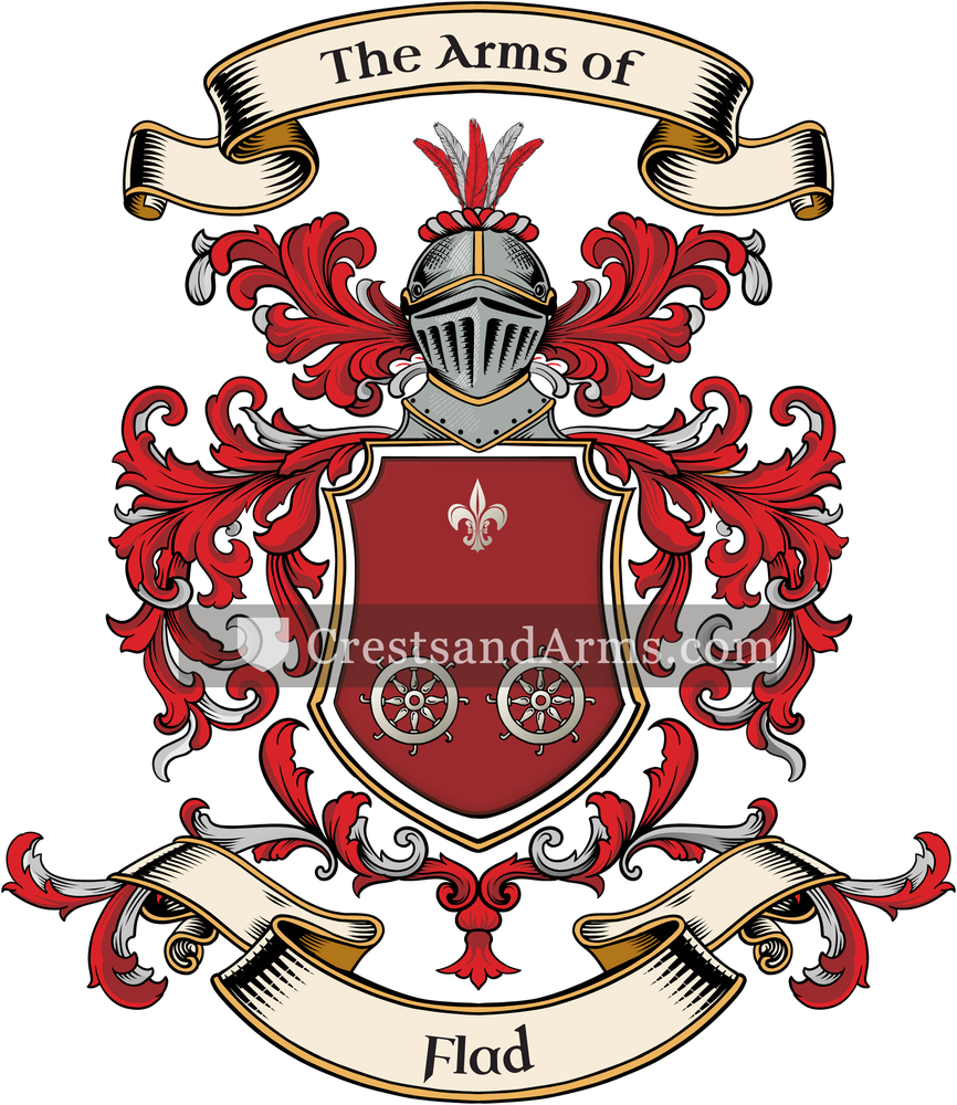 The Flad coat of arms, drawn from the recorded blazon