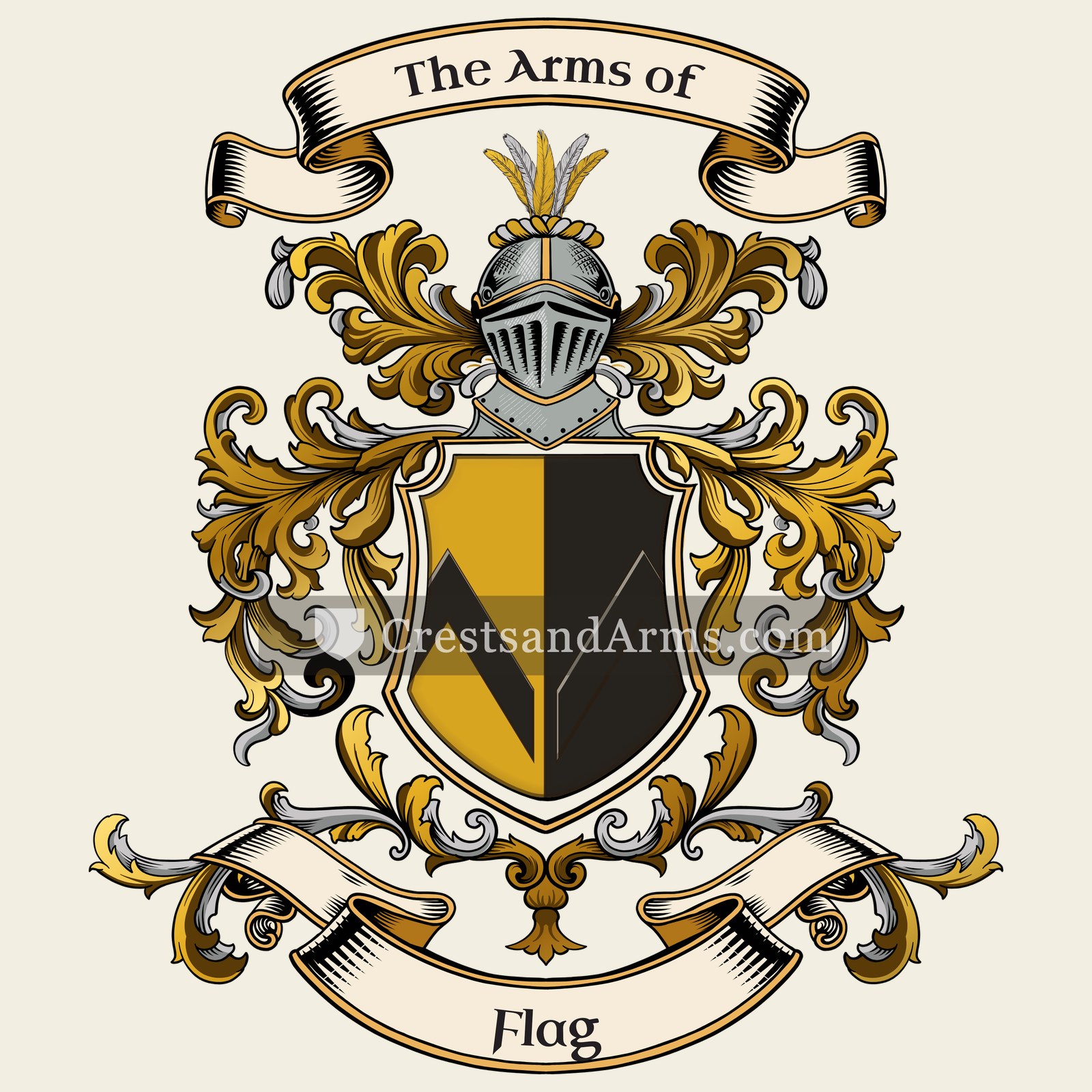 The Flag coat of arms, drawn from the recorded blazon