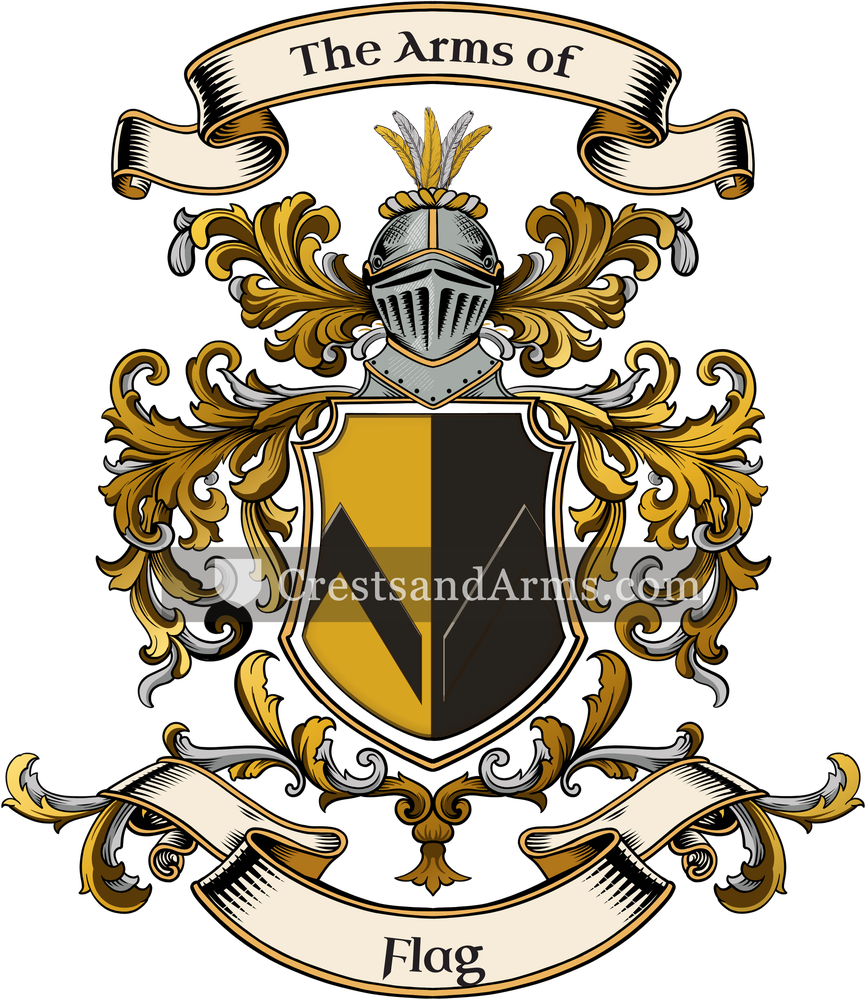 The Flag coat of arms, drawn from the recorded blazon