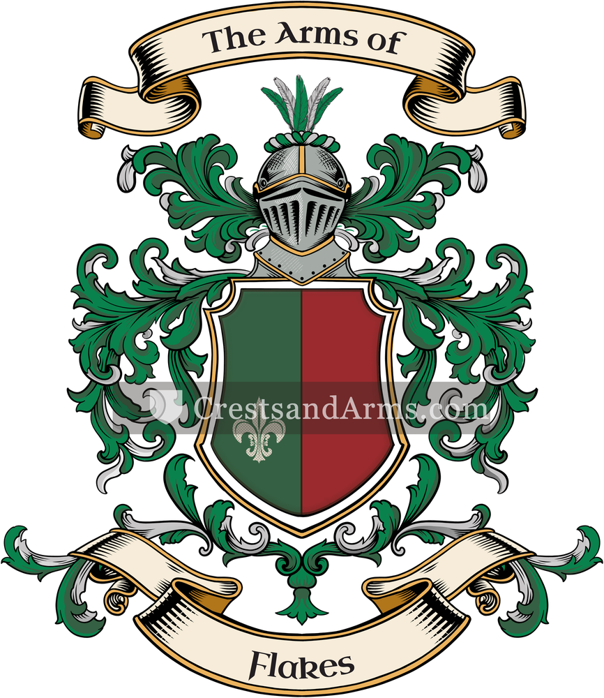 The Flakes coat of arms, drawn from the recorded blazon