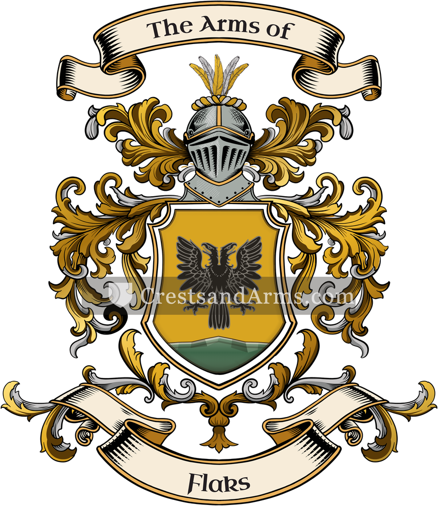 The Flaks coat of arms, drawn from the recorded blazon