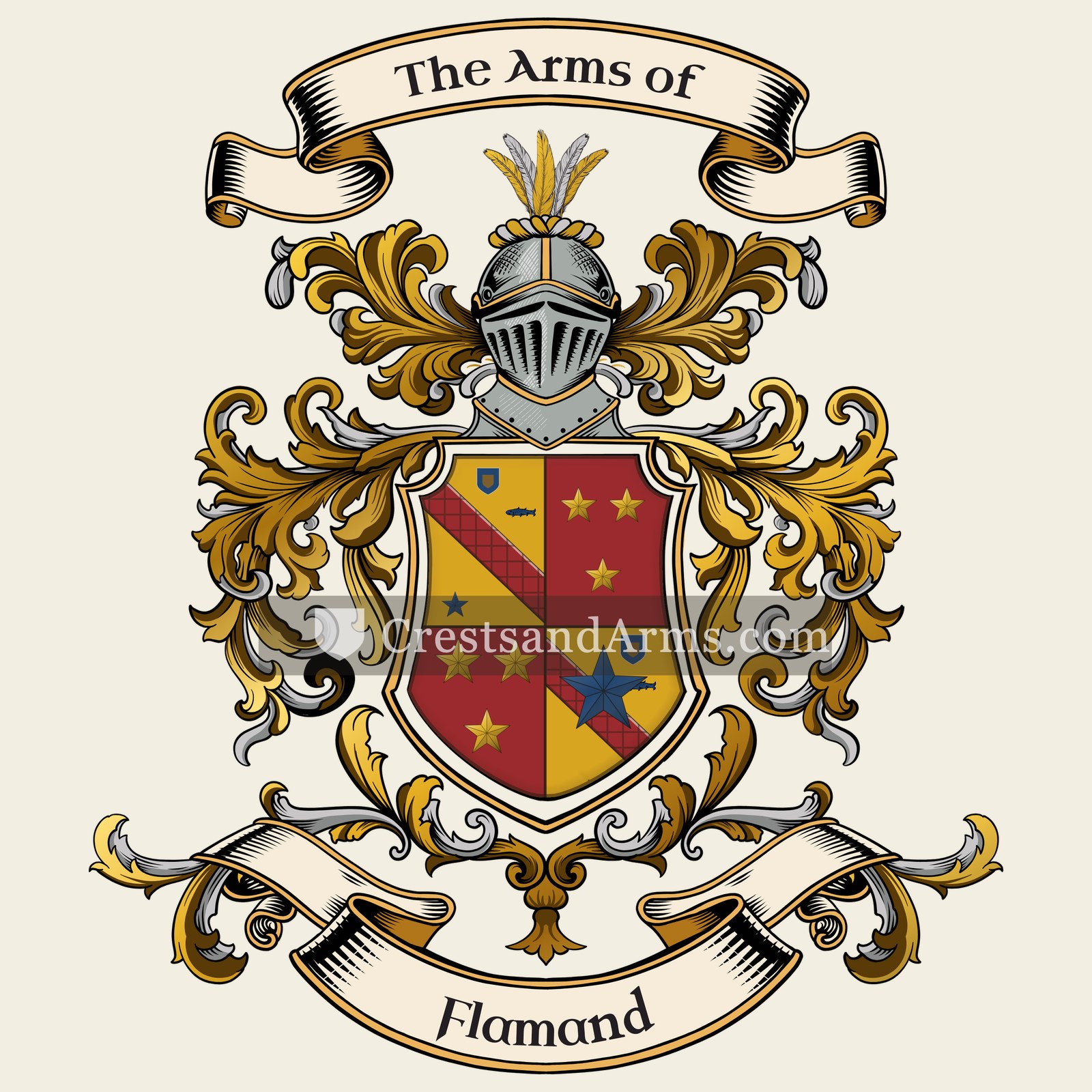 The Flamand coat of arms, drawn from the recorded blazon