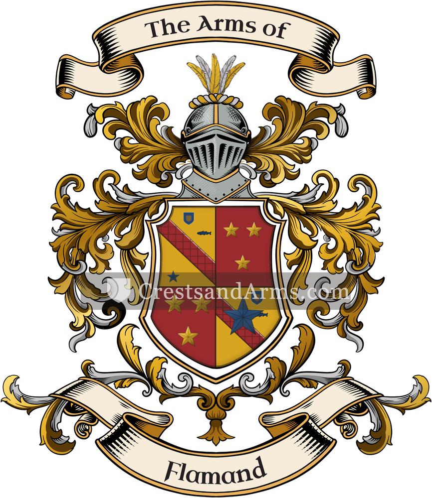 The Flamand coat of arms, drawn from the recorded blazon