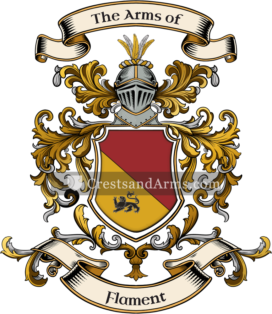 The Flament coat of arms, drawn from the recorded blazon