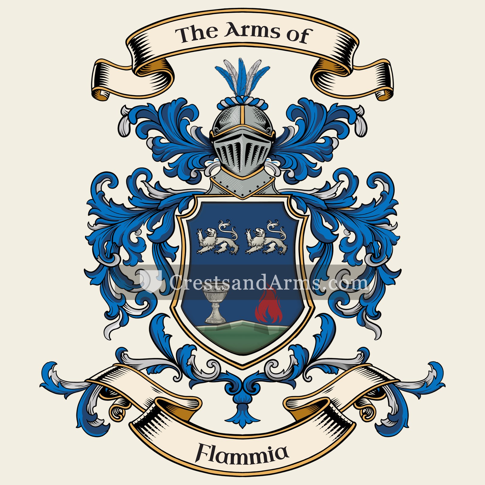 The Flammia coat of arms, drawn from the recorded blazon