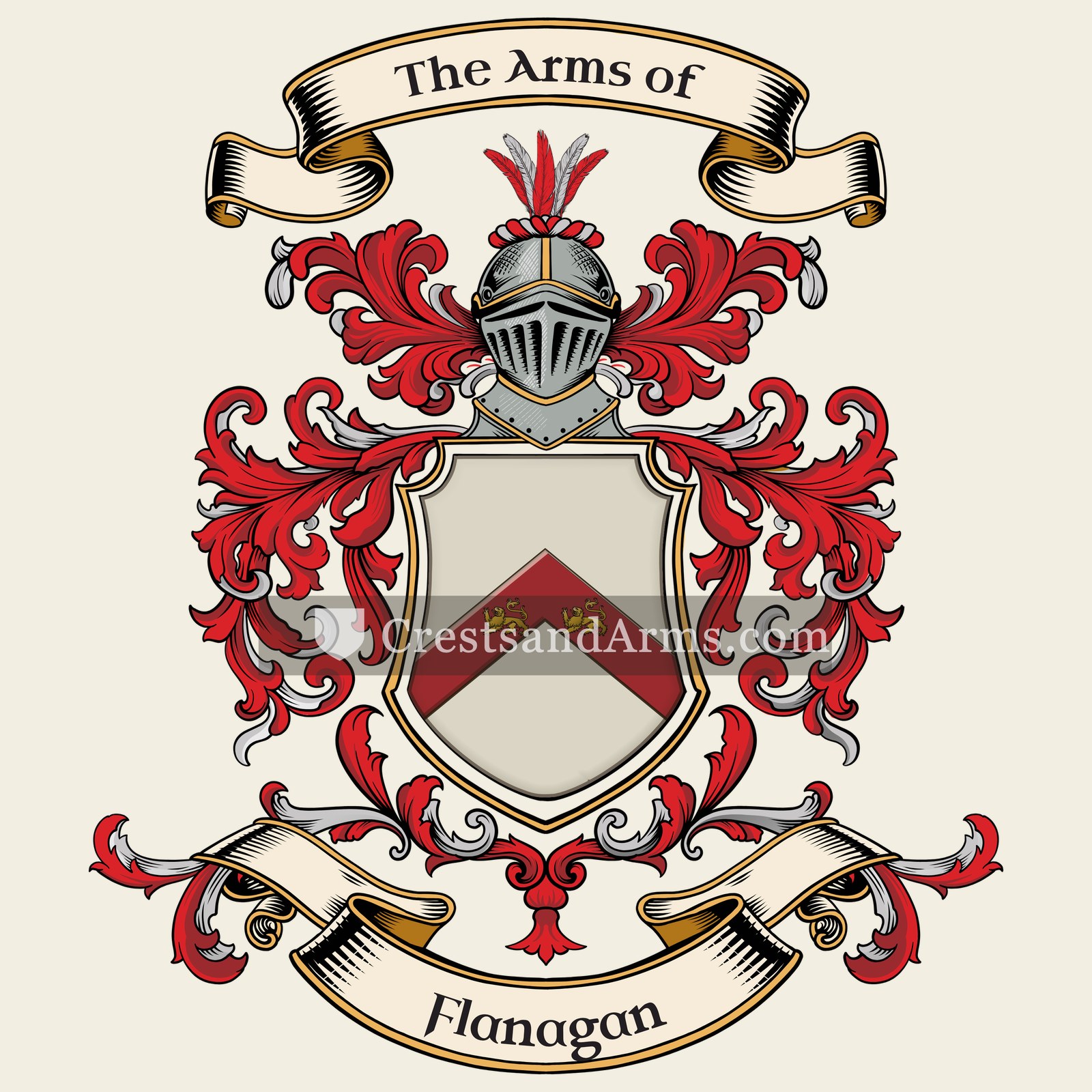 The Flanagan coat of arms, drawn from the recorded blazon