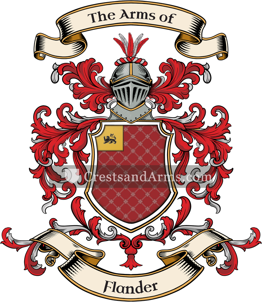 The Flander coat of arms, drawn from the recorded blazon