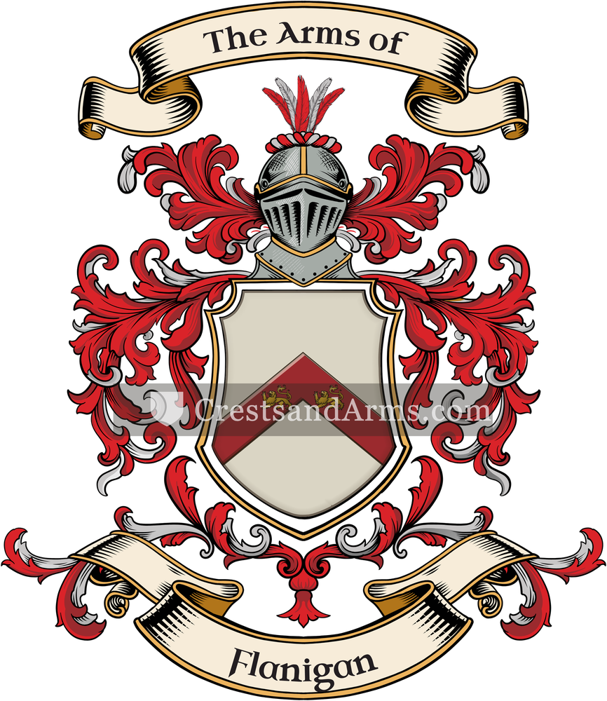 The Flanigan coat of arms, drawn from the recorded blazon