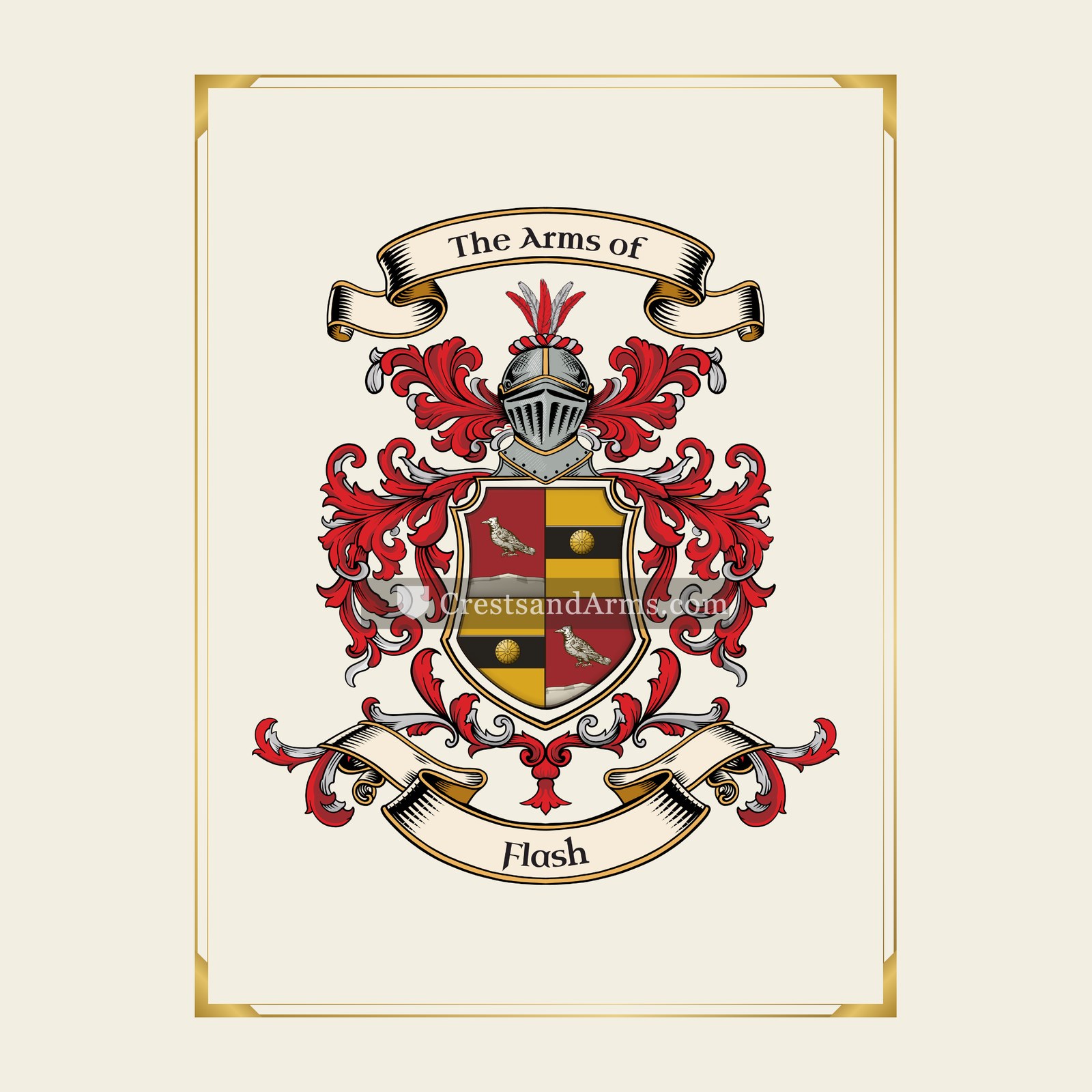 With gold border